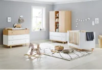 Rootz Nursery Boks Set - Ledikantje, commode, kledingkast - Converteerbaar, stijlvol - Afmetingen: kinderbed 144x78x90cm, commode 126x78x99cm, kledingkast 126x57x190cm