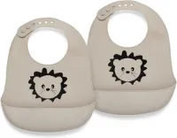 Nuuroo Alfie - Slabbetje - Siliconen - 2-pack met print - Beige