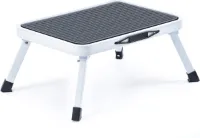 OpStapje - Zinaps Stap Kruk vouwen Stap Kruk enkele stapladder met antislip rubberen mat lichtgewicht staal houdt tot 150kg (WK 02128)