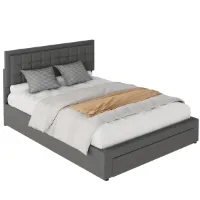 Opbergbed – Opbergbed met Gaslift – Bed met Lade – Gestoffeerd Bed – Tweepersoonsbed 160x200 cm – Gasveermechanisme – Gestoffeerd Hoofdeinde