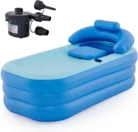 Opblaasbaar draagbaar bad voor volwassenen - opvouwbare vrijstaande PVC-badkuip met elektrische pomp - opblaasbaar zwembad met bescherming tegen uitglijden - voor volwassen kinderen spa-bad - comforta