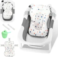 Opvouwbaar Baby Bad - Babybadje met Digitale Thermometer - Kinderbad - Incl Badkussen - Grijs