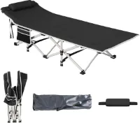Opvouwbaar Campingbed voor Volwassenen – Stevig Bed met Extra Dikke Matras & Versterkt Frame