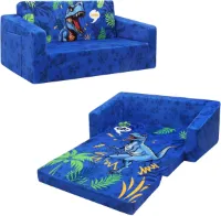 Opvouwbare Kinderbank Dubbele Zit - 2-in-1 Kinder Slaapbank met Opbergvak - Comfortabele Sofa Bed voor Slaapkamer, Kinderkamer en Speelkamer - Cadeau voor Jongens en Meisjes - Dinosaurus Design