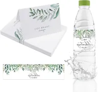 Opvouwbare kaart 100 stuks Groene Blad Tafel Plaatskaarten en Waterdichte Waterfles Etiketten Set voor Bruiloft Decor