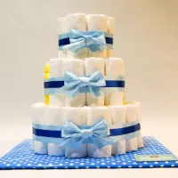 Pampertaart - luiertaart - jongen - 3 laags - blauw - mini Zwitsal 48 luiers maat 3