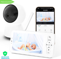 Babyfoon MB5 - Babyfoon Met Camera en App - Baby Monitor - Temperatuurweergave - HD Beeldscherm - Beeldbabyfoon WiFi - Wit 2023