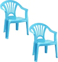 Plasticforte Stoeltjes voor kinderen - 2x - lichtblauw - 50 cm - voor binnen en buiten - kunststof