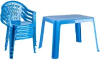 Plasticforte Tuinstoelen en tafel set voor kinderen - kunststof - blauw - met 4x stoelen - buiten/binnen