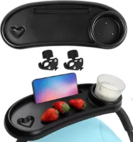 Pram Accessories, Cup Holder Pram, 360 Degree Rotating 3-in-1 Removable Drink Holder, Snack Tray for Prams, with Snack Tray Pushchair