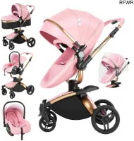 RFWR® 3-in-1 Kinderwagen met 360° Draaibare Zitting en Opvouwbaar Design - Comfortabele Combikinderwagen