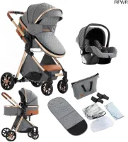 RFWR® 3-in-1 Kinderwagen met Omkeerbare Schuifmodi - Lichtgewicht Aluminium Design met Eén-Klik Vouw