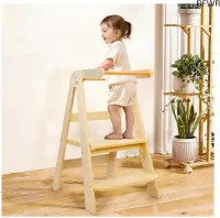 RFWR® Opvouwbare Keukentoren voor Peuters - Houten Leren en Koken Ladder - Veilig en Ruimtebesparend
