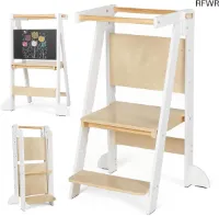 RFWR® Opvouwbare leertoren voor peuters | Verstelbare trapladder met veiligheidsrails | Ruimtebesparend en multifunctioneel