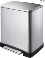 RFWR® Rechthoekige Pedaalemmer 20L van Roestvrij Staal met Dempersysteem en Stay-Open Functie