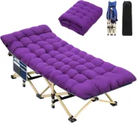 Retadou - Veldbed met matras, opklapbed, breedte 71 cm, draagvermogen 204 kg, logeerbed, campingbed, veldbed met opbergtas voor volwassenen, outdoor, indoor, tuin, camping, reizen - blauw + paars.