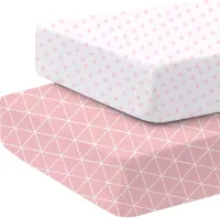 Riokem ® Ademend Baby Hoeslaken Set van 2 - 60x120 cm - Voor Ledikant en Wiege