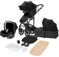 Rustive Luxe Kinderwagen 3 in 1 - Multifunctionele Buggy - Lichtgewicht - Inklapbaar - Maxi Cosi - Incl. Autostoel - Zwart