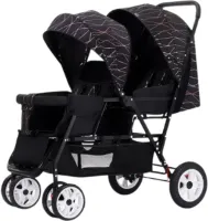 Rustive Tweeling Buggy - Duo Kinderwagen - Geschikt Voor Kinderen Van 0 t/m 3 Jaar - Opvouwbaar - Zwart - 72x42x97cm