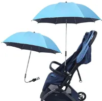 S&E UV- & Windbestendige Kinderwagenparaplu – 360° Draaibaar Zonnescherm met Klem | Universeel & Opvouwbaar | Ideaal voor Zomeruitjes - Blauw