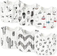 Schattige en Zachte Baby Slabbetjes voor Jongetjes en Meisjes, Set van 6 Stuks