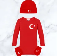 Set Romper, muts en wanten Turkije 0-3 maanden