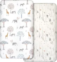 Set van 2 Jersey Hoeslakens voor Wieg, 100% Microvezel, Ademend, 120 x 60 cm, Öko-Tex100, Comfortabel en Lichtgewicht Babywieglakens