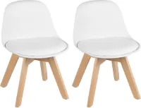 Set van 2 kinderstoelen met houten poten voor kinderkamers wit