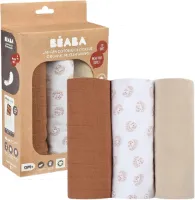 Set van 3 Biologische Katoenen Babydoekjes - Multifunctioneel Inbakerdeken, Slabbetje, Reisdeken - Ultralicht en Ademend - 70x70 cm