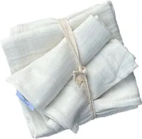 Set van 4 hydrofiele doeken - 65 x 65 - 30 x 30 - Spuugdoekje - Swaddle - naturel