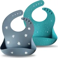 Siliconen babyslabbetjes, BPA-vrij, waterdicht, zacht, verstelbare siliconen slabbetjes voor baby