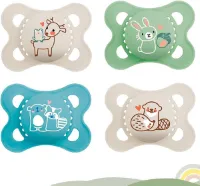 Siliconen fopspeen PURE Skin Soft 0-6 Unisex - set van 4 - incl. 2 sterilisetransportboxen