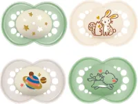 Skin Soft siliconen fopspeen 16+- Day & Night Mix - Set van 4 - incl. steriliseerde trasportboxen