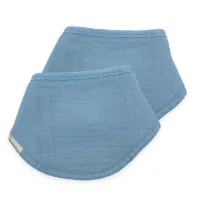 Smikkels - Baby bandana slab (2 stuks) Blauw - Lekker zacht, van biologisch katoen - hydrofiel met badstof - slabbetje