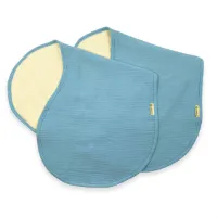 Smikkels - Baby spuugdoek, schouderdoek, Set van 2 stuks - Blauw - Dik en zacht van biologisch katoen - hydrofiel met badstof