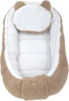 Soosie - Baby Nestje - Babynestje - Zacht en Veilig - Bruin Teddy Katoen en Witte Katoen