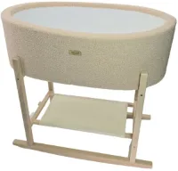 Soosie Luxe Mozes Mand – Handgemaakte Baby Wieg – Houten Schommelbasis – Teddy Bouclé – 80x40 cm
