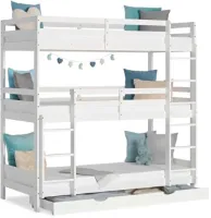 Stapelbed voor Kinderen met 3 Verdiepingen en Bedlade - Ruimtebesparend Kinderbed 90x200 cm