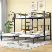 Stapelbed voor Kinderen met Uittrekbed en Trap, Zwart, 90 x 200 cm