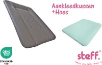 Steff set aankleedkussen bruin taupe 50x70 cm + aankleedkussenhoes mint groen