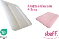 Steff - set - aankleedkussen - wit - 50x70 cm + aankleedkussenhoes roze pastel