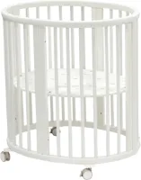 Stokke Sleepi Mini, Wit - Ovale wieg Geschikt voor 0-6 maanden - In hoogte verstelbare bodem, afsluitbare zwenkwielen, geperforeerde matrasbodem voor luchtcirculatie