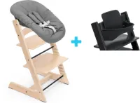 Stokke Tripp Trapp - Oak Naturel | Bundel met zwarte babyset en zwarte newbornset