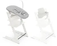 Stokke Tripp Trapp kinderstoel, White (inclusief stoel en Babyset 2) met set voor pasgeborenen (Grey) - veilig, verstelbaar, ergonomisch ontwerp