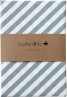 Studio Ditte Strepen Hoeslaken - 90 x 200 cm - Steenblauw