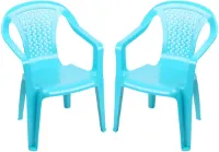 Sunnydays Kinderstoel - 2x - blauw - kunststof - buiten/binnen - L37 x B35 x H52 cm - tuinstoelen