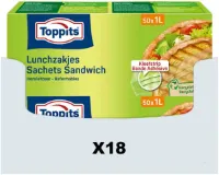 18x Toppits Lunchzakjes Hersluitbaar 1 liter 50 stuks