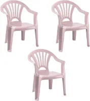 Trendoz Kinderstoel - 3x - kunststof - roze - 35 x 28 x 50 cm - tuin/camping/slaapkamer