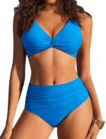 Tweedelige bikini dames set - hoge taille - sexy - 1 stuk - blauw - M
