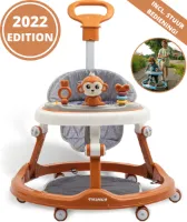 Twinky® Loopstoel – Brown – Inklapbare Baby Loopwagen & Loopkar met 3-delige speelset – Babywalker & Loopstoeltje inclusief Voetenmat en Steel